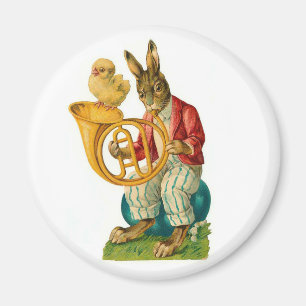 Happy Easter With French Horn Vintage Magnet