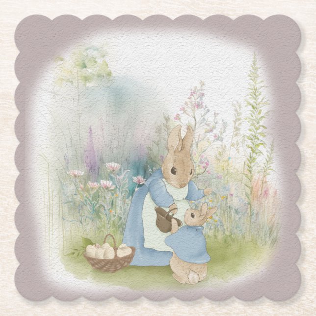 Happy Easter with Peter Rabbit Paper Coaster (Front)