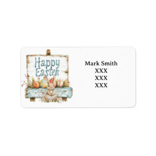Happy Easter with Rabbit Label