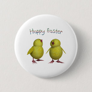 Happy Easter with Two Cute Chicks 6 Cm Round Badge