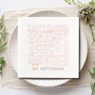 Happy Easter Word Art Typography Personalised Name Foil Napkins