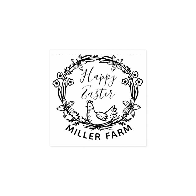 happy easter wreath monogram egg stamp (Imprint)