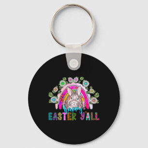 Happy Easter Y'all Three Cute Bunny Eggs Hunting R Key Ring
