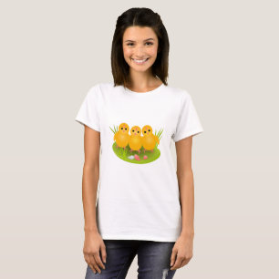 Happy Easter yellow chicks on green grass T-Shirt