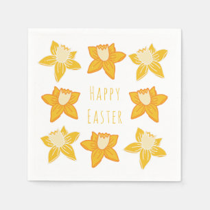 Happy Easter Yellow Daffodil Napkin