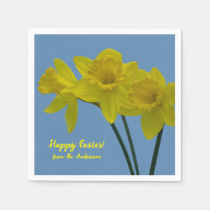 "Happy Easter" Yellow Daffodils  Napkins