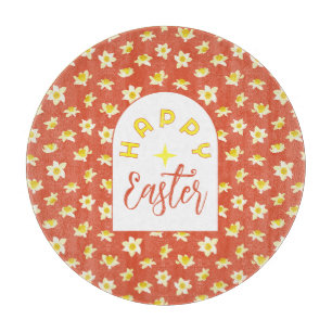Happy Easter. Yellow Daffodils Spring Modern. Cutting Board
