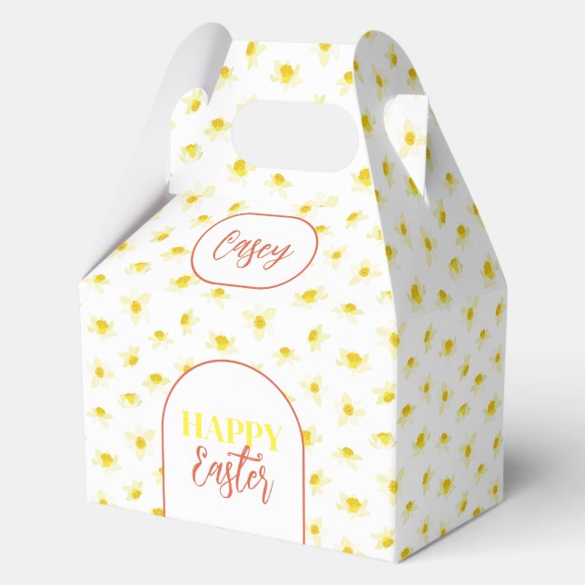 Happy Easter. Yellow Daffodils Spring Modern. Favour Box (Front)