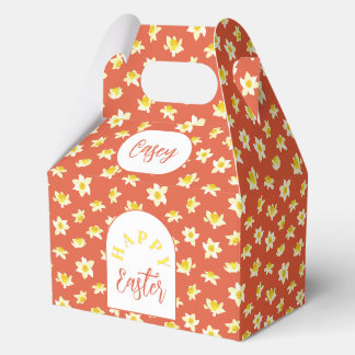 Happy Easter. Yellow Daffodils Spring Modern. Favour Box