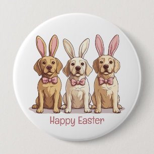 Happy Easter Yellow Labrador Retriever Dogs 10 Cm Round Badge