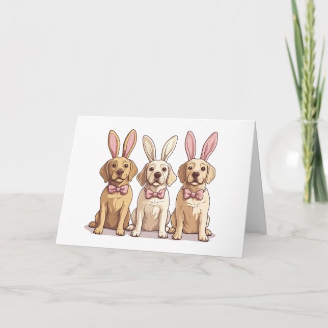 Happy Easter Yellow Labrador Retriever Dogs Card (Front)