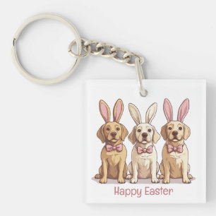 Happy Easter Yellow Labrador Retriever Dogs Key Ring