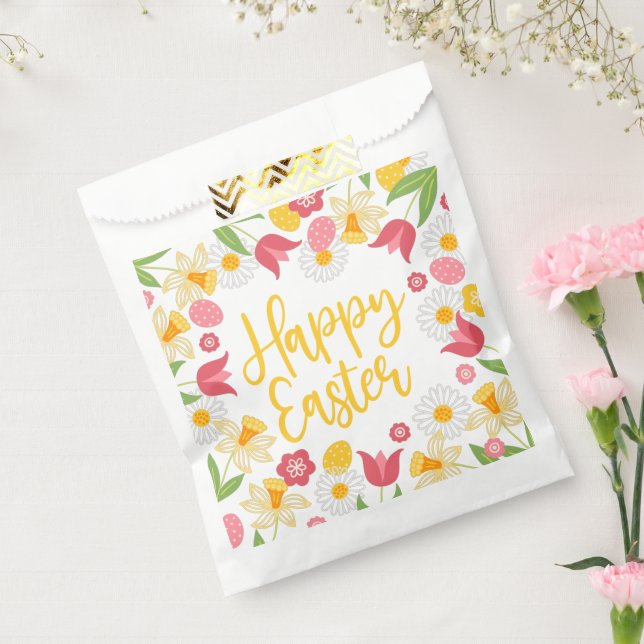 Happy Easter | Yellow Red Floral  Favour Bag (Sealed)