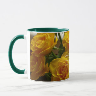 Happy Easter Yellow Rose Mug - Customisable