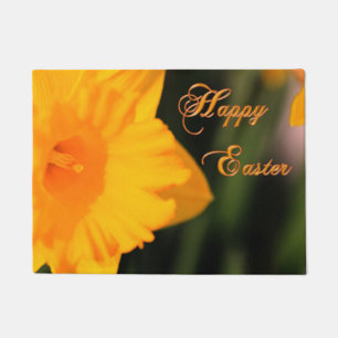 Happy Easter Yellow Spring Daffodil Flower Doormat