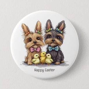 Happy Easter Yorkshire Terrier Dogs 7.5 Cm Round Badge