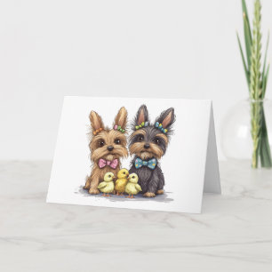 Happy Easter Yorkshire Terrier Dogs Card