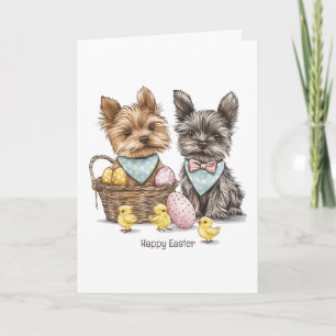 Happy Easter Yorkshire Terrier Dogs Card