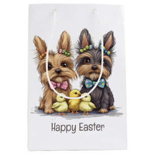 Happy Easter Yorkshire Terrier Dogs Medium Gift Bag