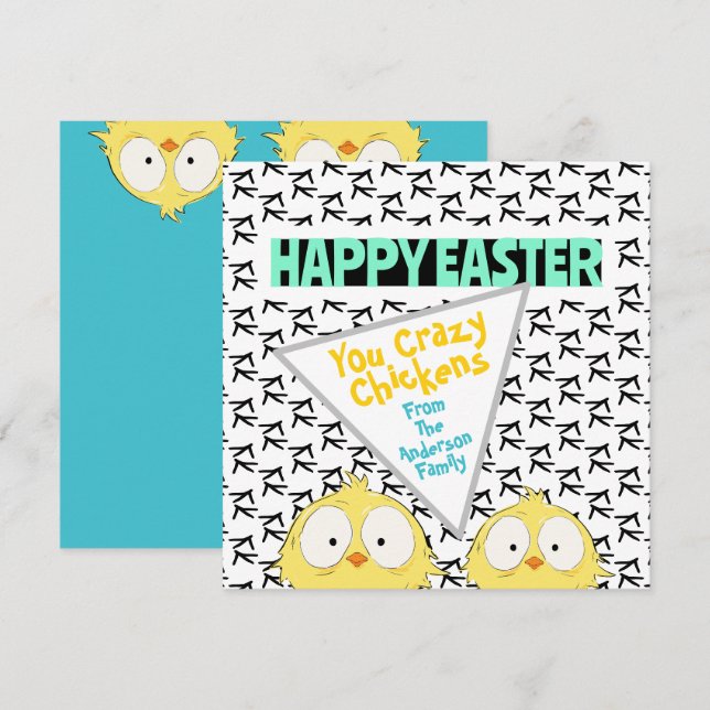 “Happy Easter You Crazy Chickens” | Easter Holiday Card (Front/Back)