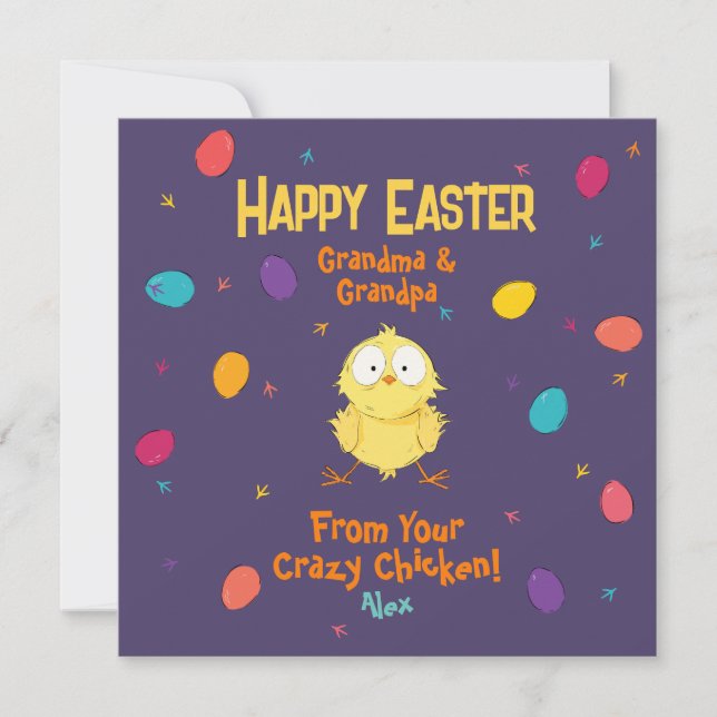 "Happy Easter" | Your Crazy Chicken" | Cute Easter Holiday Card (Front)