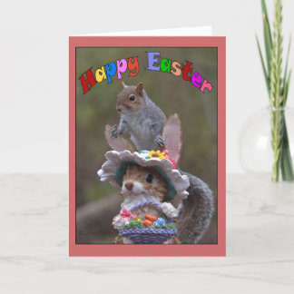 Happy EasterFeaturing cute, funny image of Squirre Holiday Card