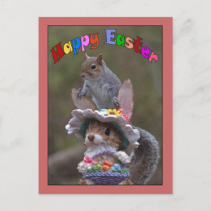 Happy EasterFeaturing cute, funny image of Squirre Holiday Postcard