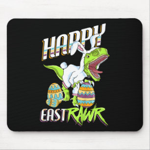 Happy Eastrawr Cute Trex Dinosaur Easter Bunny Egg Mouse Pad