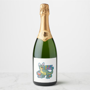 Happy Eastrawr Easter Dinosaurs Dino Sparkling Wine Label
