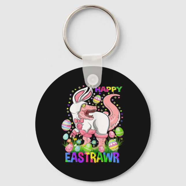 Happy Eastrawr Funny T Rex Easter Day Dinosaur  Key Ring (Front)