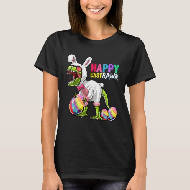 Happy Eastrawr Rex Dinosaur Easter Bunny Egg Costu T-Shirt (Front)
