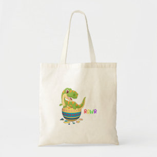 Happy eastrawr rex dinosaurs easter bunny egg tote bag