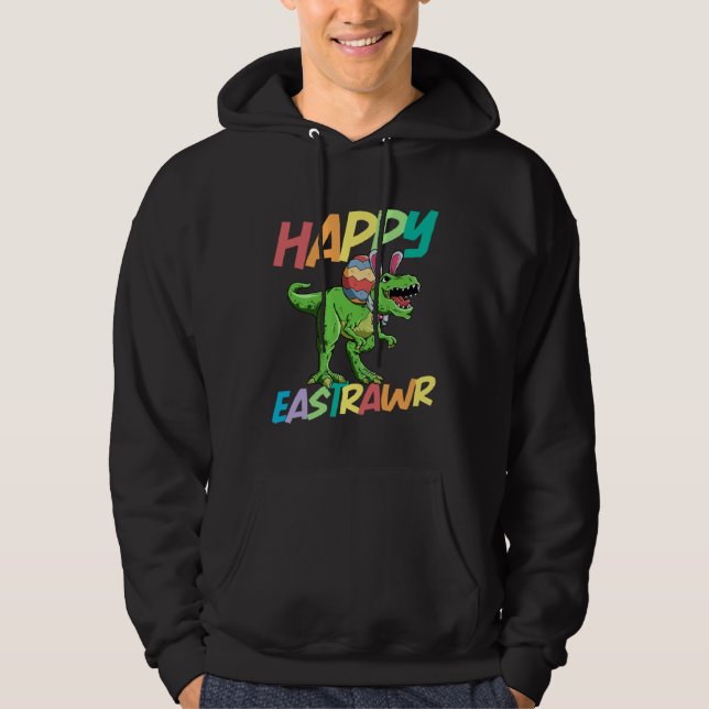 Happy Eastrawr Rex Easter Rex Dinosaur Bunny Kid D Hoodie (Front)