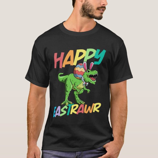 Happy Eastrawr Rex Easter Rex Dinosaur Bunny Kid D T-Shirt (Front)
