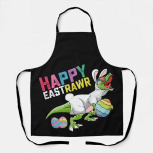 Happy Eastrawr T Rex Dinosaur Easter Bunny Egg Apron