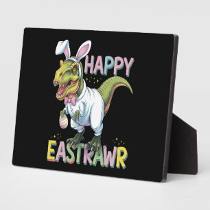 Happy Eastrawr T Rex Easter Dinosaur Bunny Egg Plaque