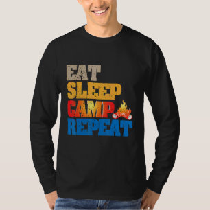 Happy Eat Sleep Camp Repeat Bootcamp Camping Summ T-Shirt