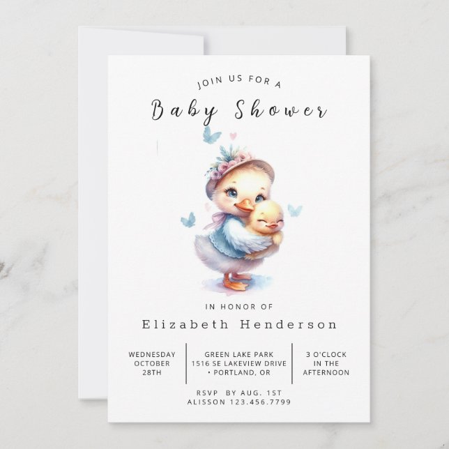 Happy Editable Duck Baby Shower Invitation (Front)