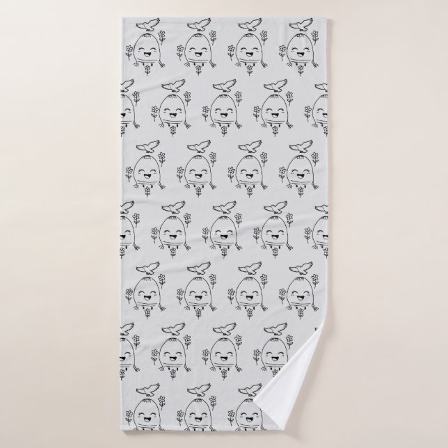 Happy Egg with Bird and Flowers Bath Towel Set (Bath Towel)