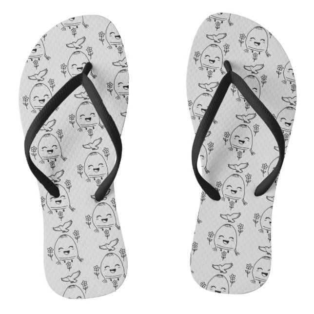 Happy Egg with Bird and Flowers Thongs (Footbed)