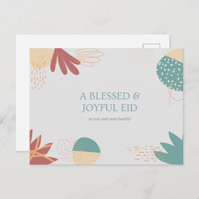 Happy Eid Al Mubarak Islamic Postcards (Front/Back)