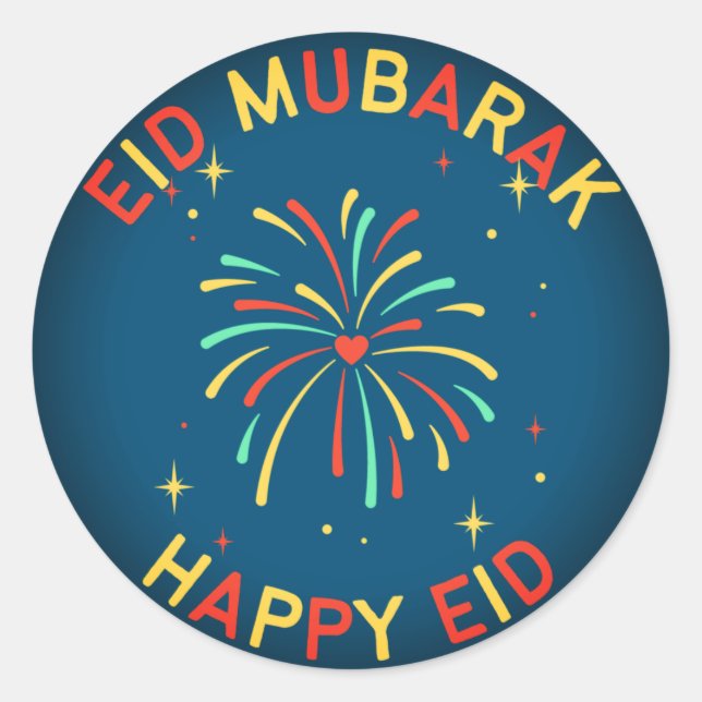 Happy Eid Classic Round Sticker (Front)