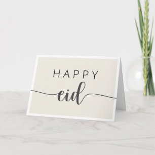 Happy Eid Modern Simple Calligraphy Muslim Holiday Card