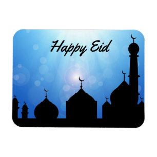 Happy Eid Mosque with Sunrays - Flexible Magnet