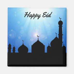 Happy Eid Mosque with Sunrays - Magnet