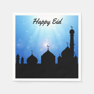Happy Eid Mosque with Sunrays - Paper Napkin