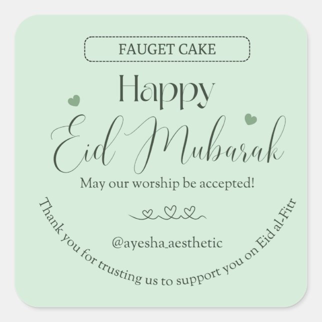 Happy Eid Mubarak Aesthetic Sticker | Minimal Isla (Front)
