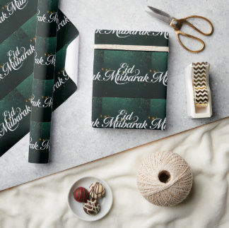 Happy Eid Mubarak White Elegant  Wrapping Paper 