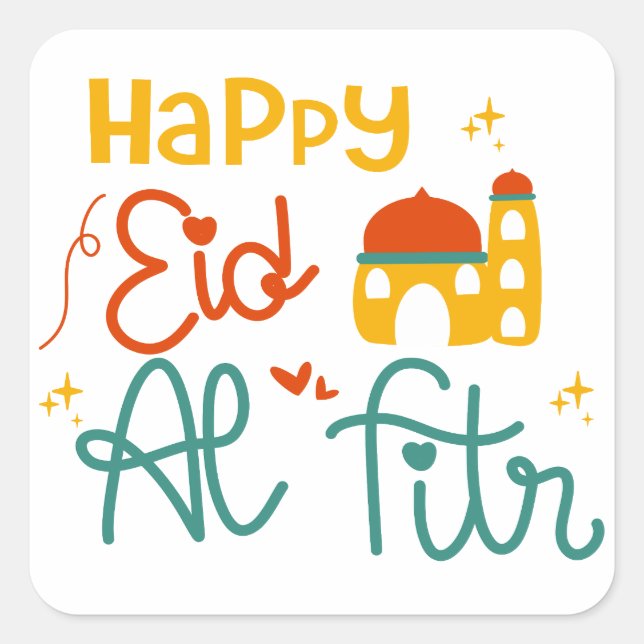 Happy Eid Square Sticker (Front)