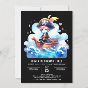 Happy Elegant Pirate Birthday Invitation